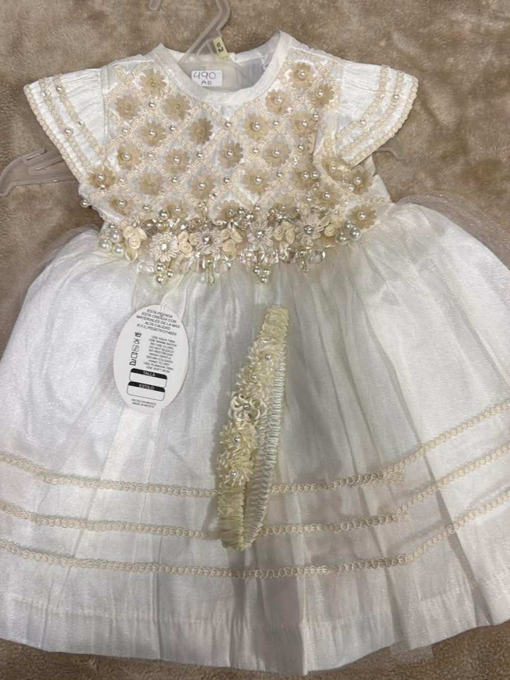 Baptism Dress with Floral Headband